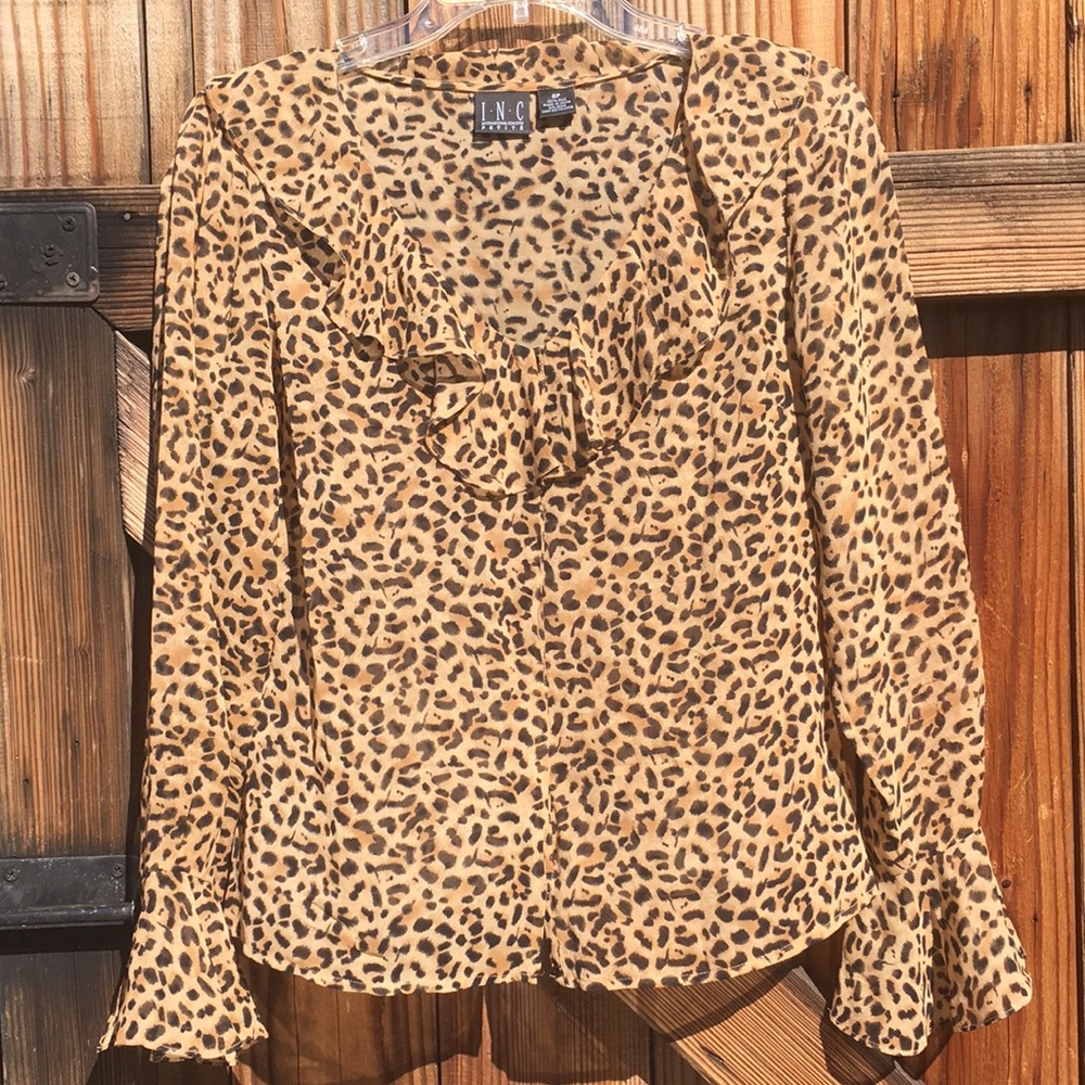 INC Cheetah print v-neck blouse